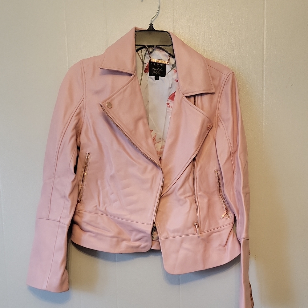 Ted Baker London Blush Pink Leather Jacket